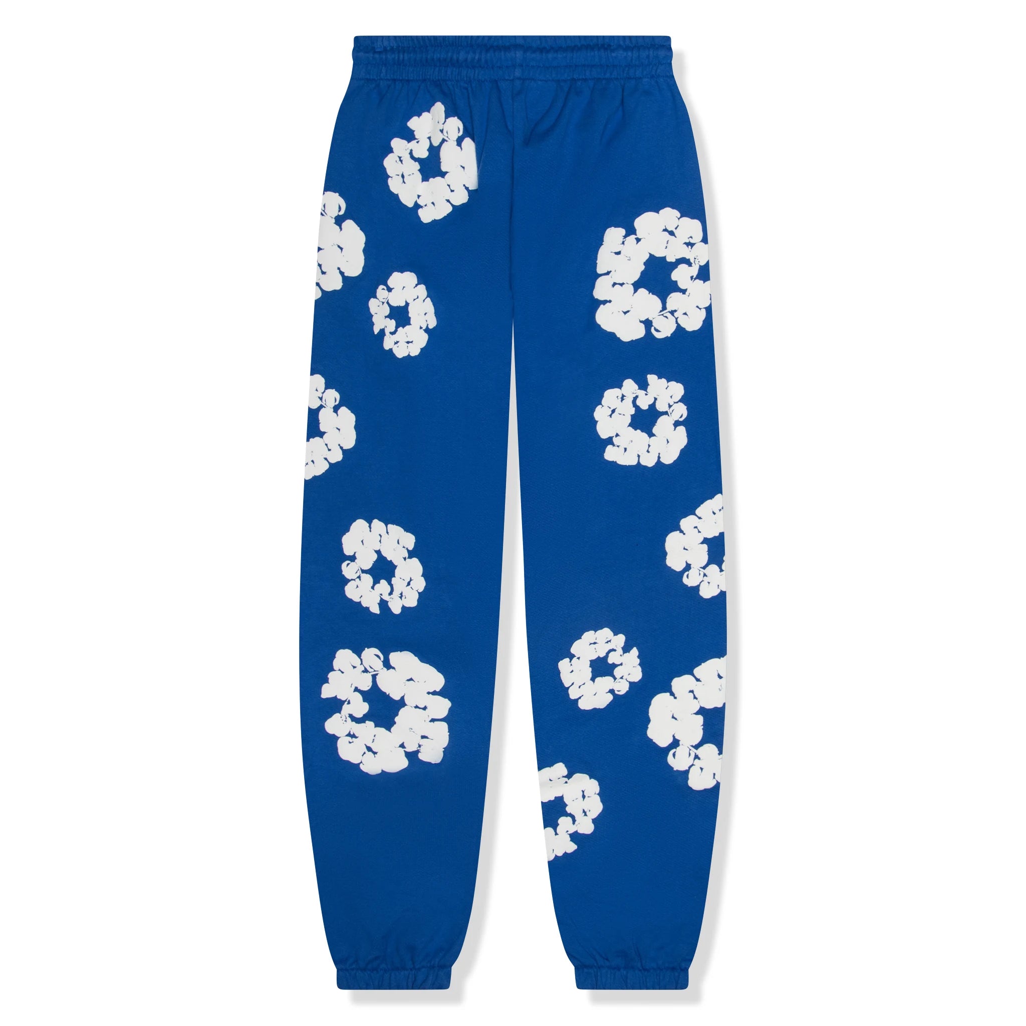 Back view of Denim Tears The Cotton Wreath Royal Blue Sweatpants